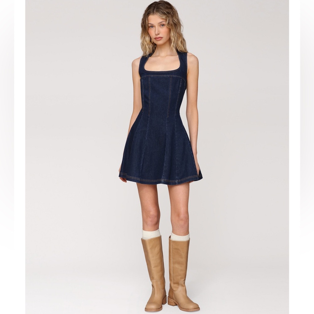 Avec Les Villes Sleeveless Denim Mini Dress